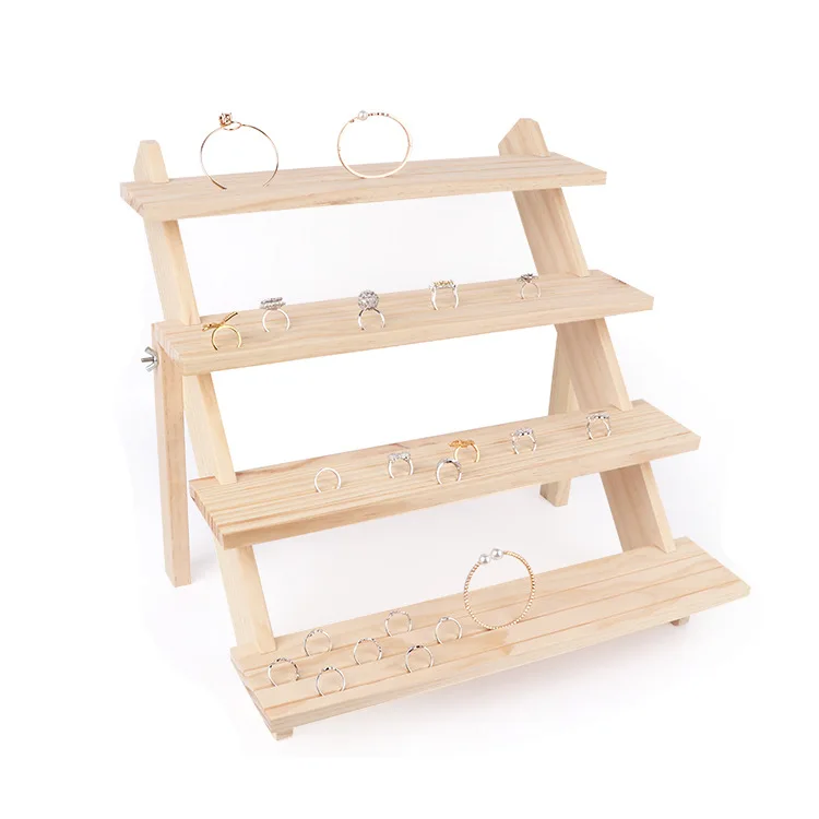 Wood Desktop Necklace Ring Display Stand Multilayer Detachable Earring Card Watch Jewelry Holder Bangle Small Craft Storage Rack