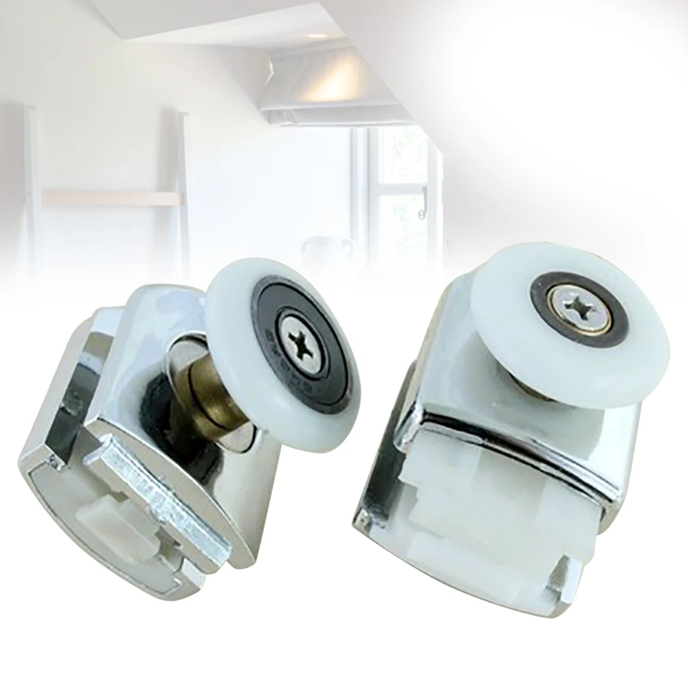 

2PCS Top Bottom Shower Roller DIY Easy Install Practical Durable Accessories Smooth Slide Low Noise Door Hardware Bathroom WHeel