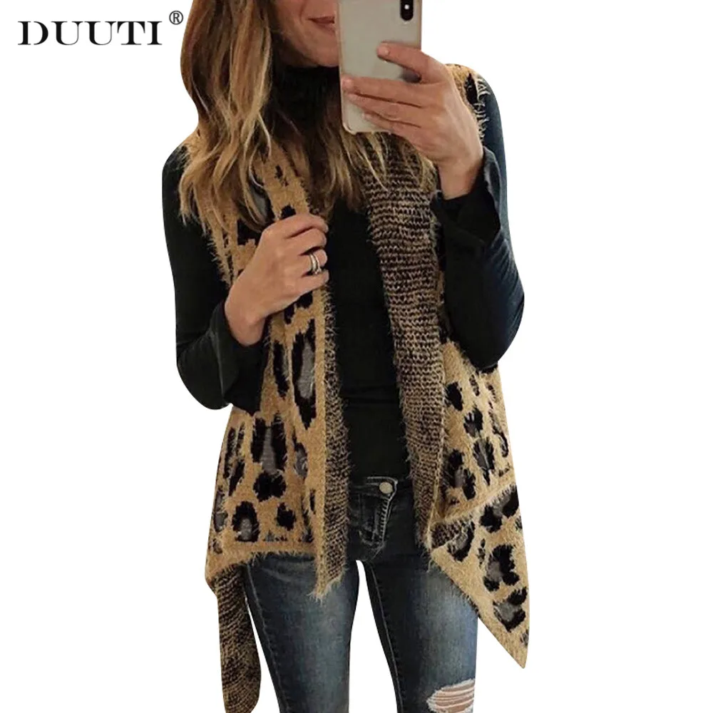 

Autumn Woman Vest Fashion Leopard print Vest Woman Chic Vest Open Front Femme Vests 2019 Causal Winter ladies Tops D30