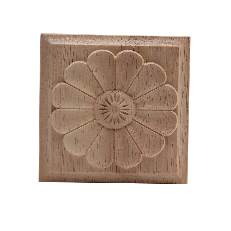 European-style Home Decoration Cabinet Door Bed Decorative Flowers Dongyang Wood Carving White Embryo Long Decals Wood Applique 5