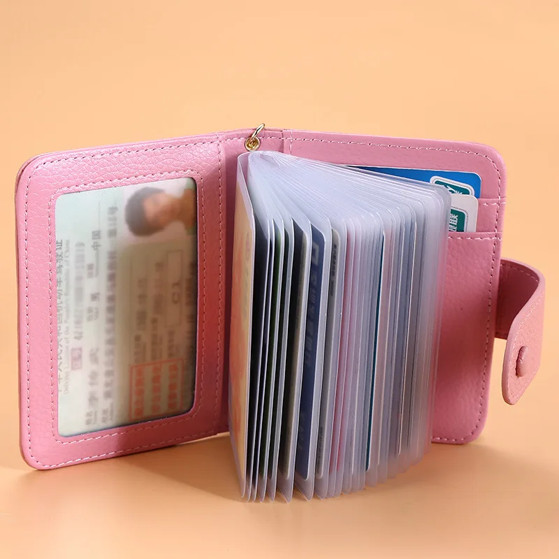 

Women's Wallet Full-grain Leather with Leather Women's Card Bit More Business Card Holder Bank Credit Card Cover Driving License