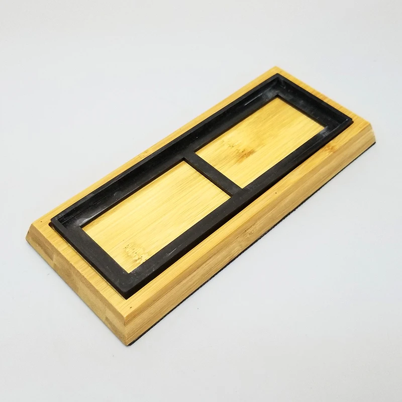 Bamboo whetstone base knife holder locator with double-sided oil stone whetstone set 1000/4000 grit