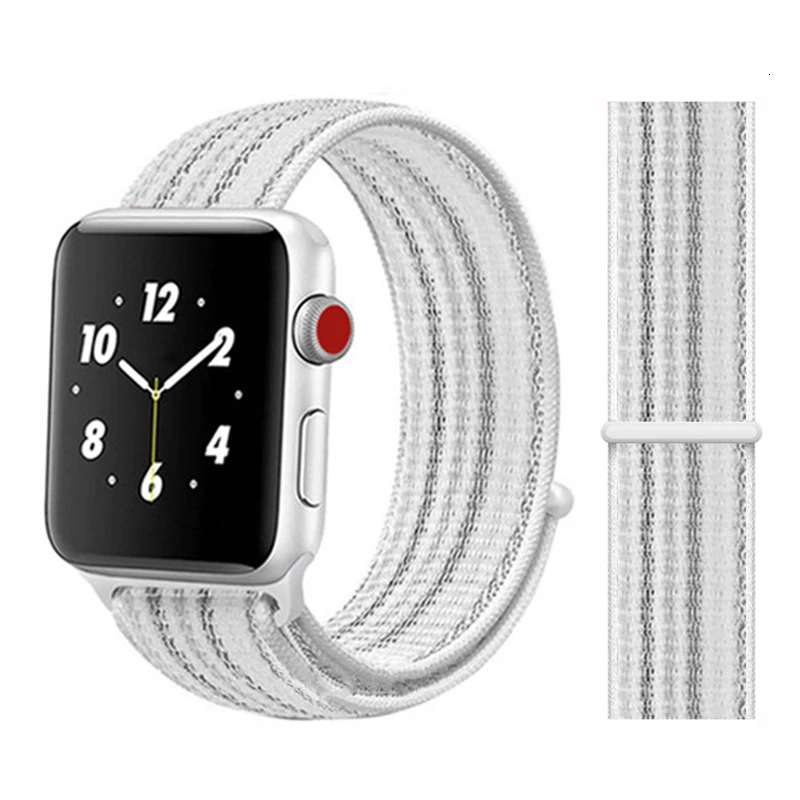 Нейлоновый ремешок для Apple Watch band series 5 iwatch 44 мм ремешок 38 мм 44 мм 40 мм iwatch sreies 4 3 2 pulseira браслет ремешок для часов - Цвет ремешка: White Streak