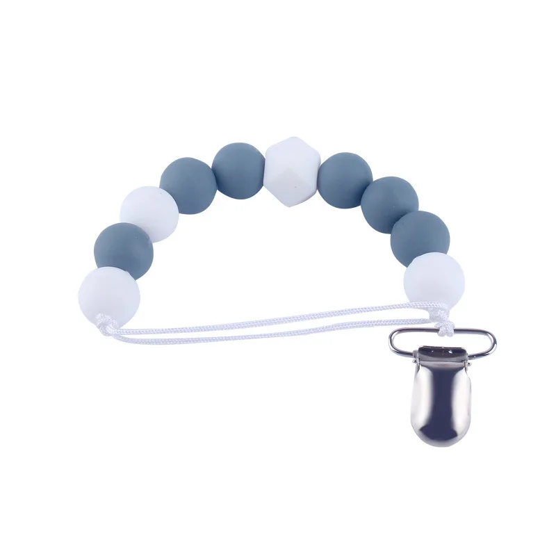 1pc Silicone Pacifier Chain Round Beads Baby Teether Toys Mixcolor Teething Chain Baby's Goods - Цвет: 7