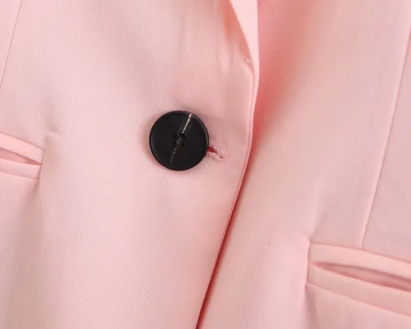 Женский элегантный розовый длинный рукав блейзер с надрезом Воротник Женский карманы Стильная верхняя одежда офисная одежда блейзеры