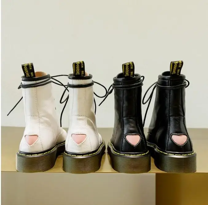 

Loving Heart Women Ankle Boots Lace-up Thick Bottom Platform Boots Flat Shoes Woman Botas Militares Ladies