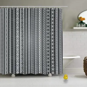 

Border Decoration Elements Patterns Most Popular Vector Waterproof Shower Curtain for Bathroom,79''L x 72''W
