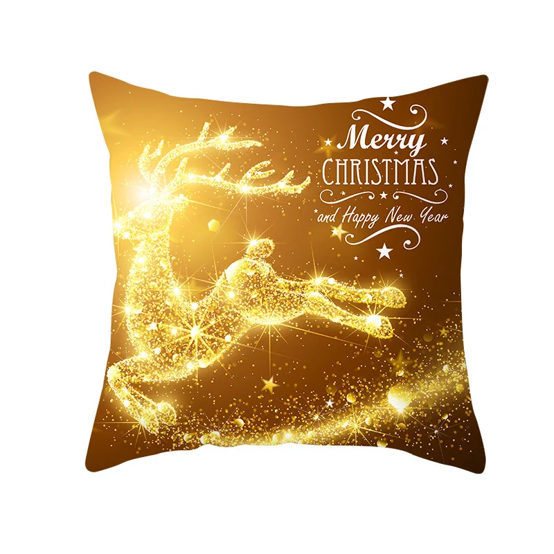 2019 New Arrival Gold Shining Deer Christmas Pillow Case Yellow