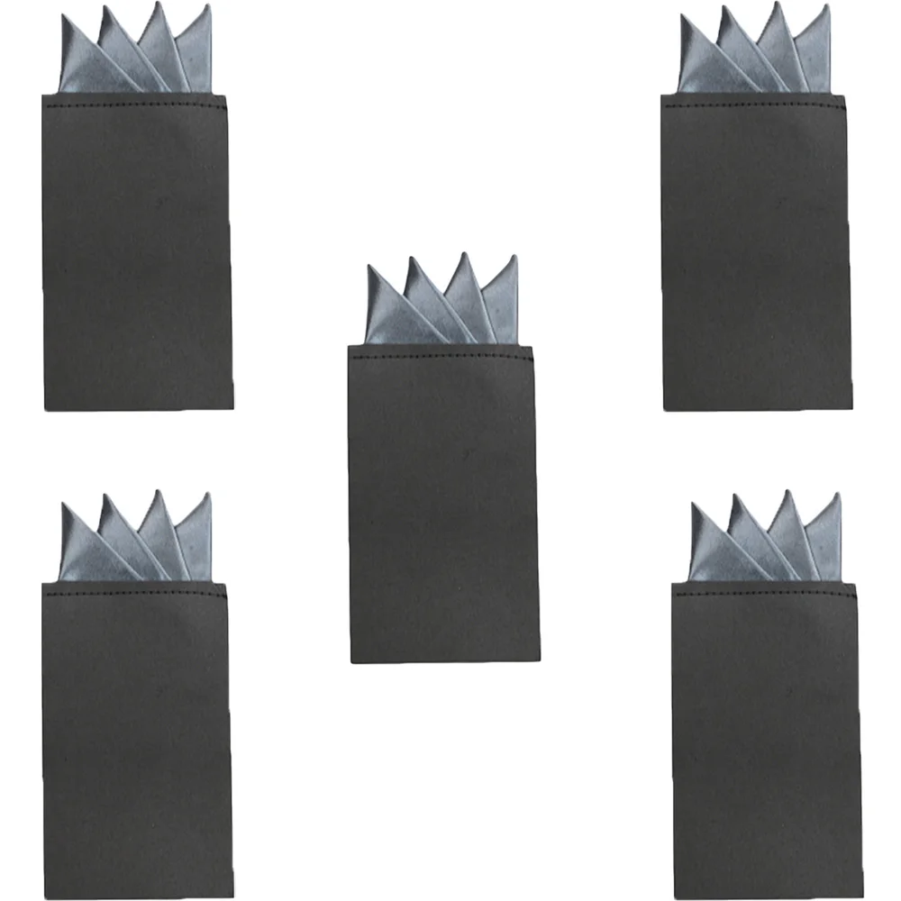 Dark Gray-5 PCS 5 шт. Мужской сплошной 4 Складки платок Свадебная вечеринка предварительно складной карманный квадратный BWTYY1008 - Цвет: Dark Gray-5 PCS