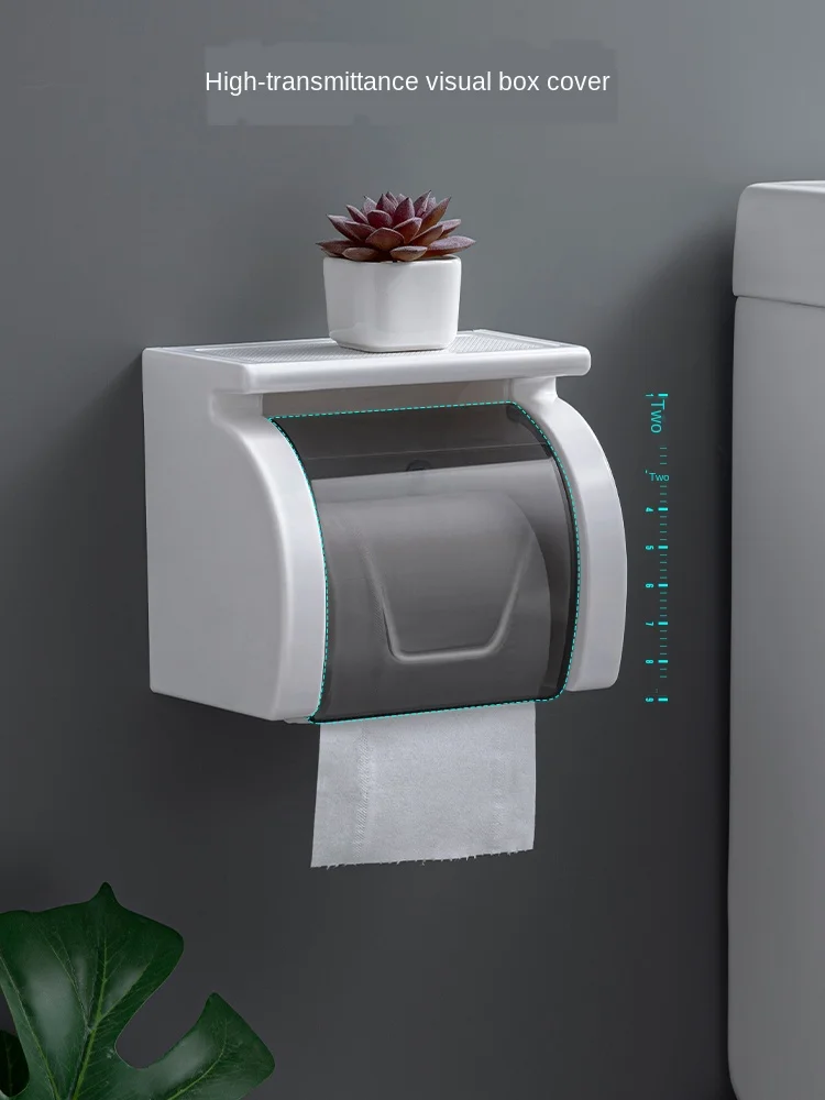 

Toilet Tissue Box Bathroom Wall Mounted Tissue Holder Waterproof Roll Paper Box Non Perforated Toilet Paper Roll Holder