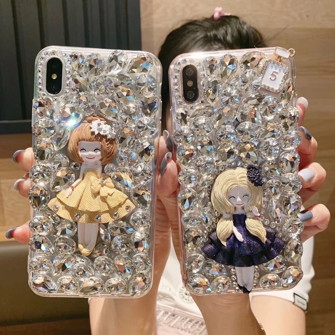 flower girl simple mobile phone case fashion for Samsung S 7 edge 8 9 10 plus E Note glitter glass soft cover | Мобильные телефоны