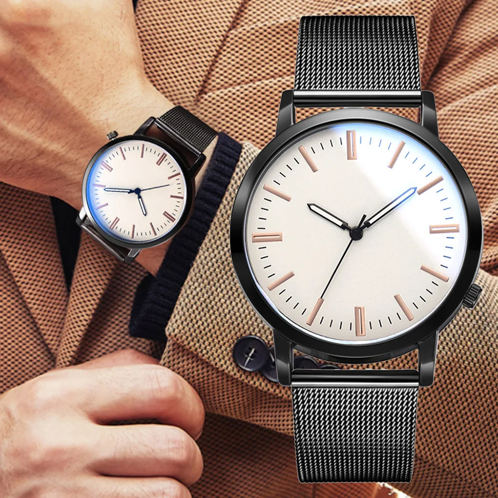 

Men Fashion Minimalist Doctrine Mesh Belt Quartz Watch Students Watch Watches for Men