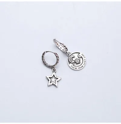 1 pair 8.5mm Серьги из стерлингового серебра 925 пробы, модные короткие серьги в форме звезды, 2 отверстия, круглая циркониевая цепочка, кисточка, ушные косточки, популярное ювелирное изделие для мальчиков и девочек - Окраска металла: 1 pair 8.5mm