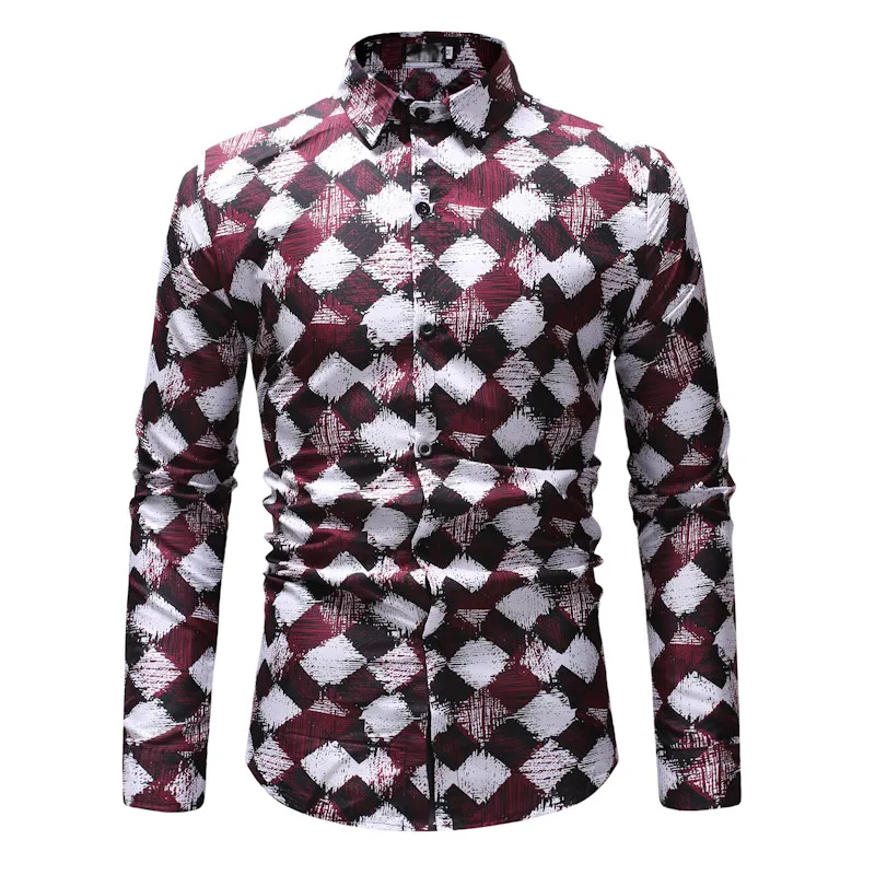 Осенние мужские рубашки, повседневная приталенная уличная одежда, блузка с принтом с музыкальными нотами, черная рубашка на пуговицах с отворотом, топы с длинными рукавами - Цвет: ML03