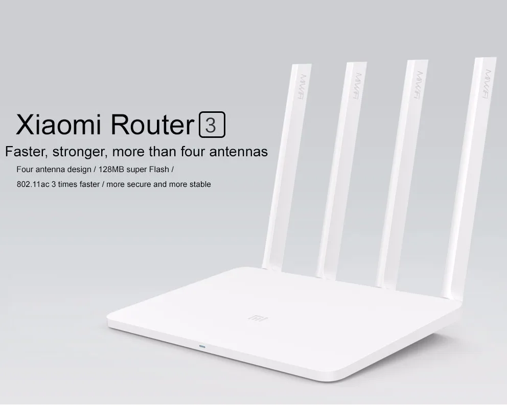 Роутер XiaoMi на английском языке 3 Mi Smart wifi rom 128MB 2,4G/5,0 GHz 1167Mbps 4 антенны Двухдиапазонные USB порт беспроводные роутеры