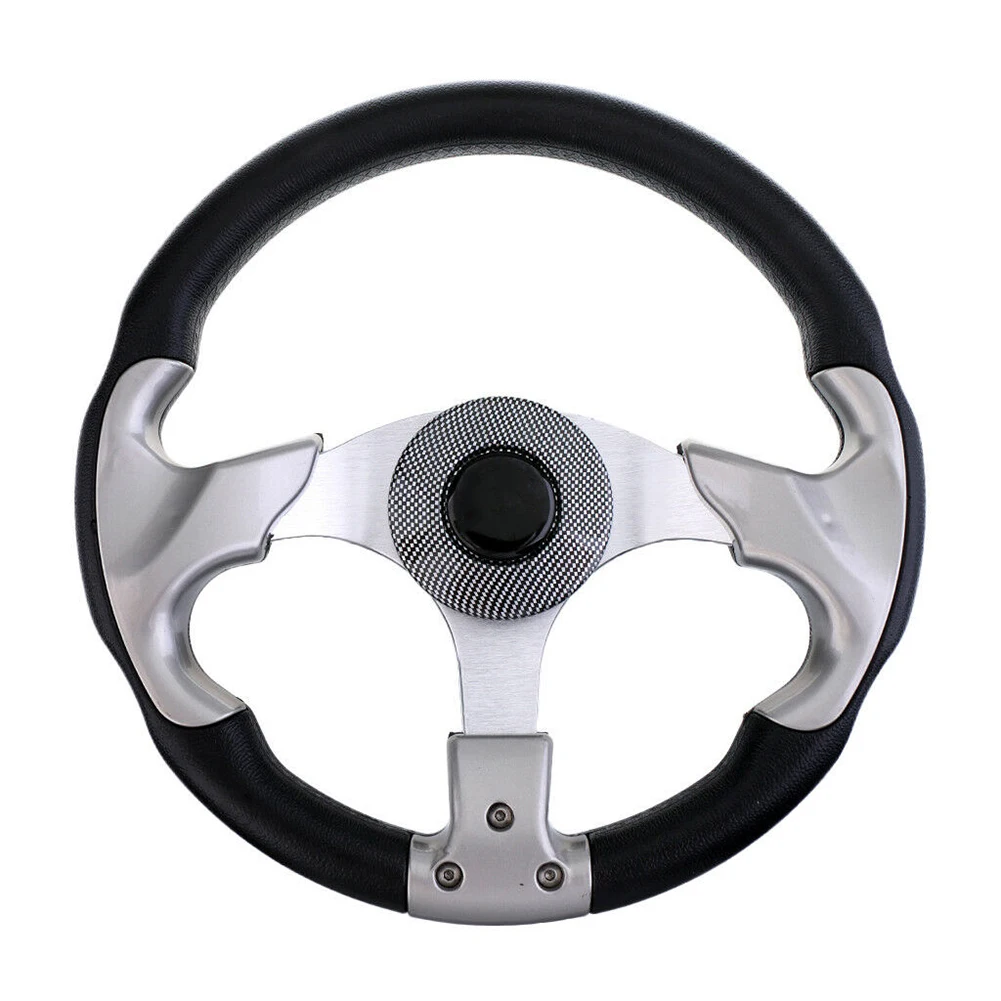 

19mm 3 Spoke Yacht Non-directional Boat Steering Wheel Tapered Shaft Durable With Center Cap Pontoon Replacement Aluminum Alloy