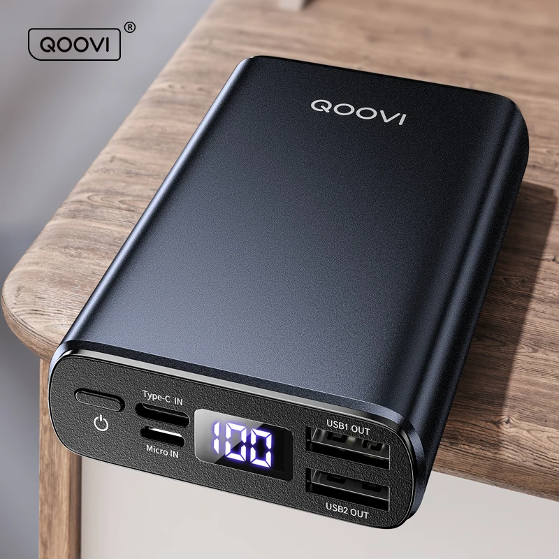 Mini banco de energía portátil de 10000mAh, Cargador USB de carga rápida, paquete de batería externa para iPhone 12, Samsung, Mi Xiaomi 9, 8