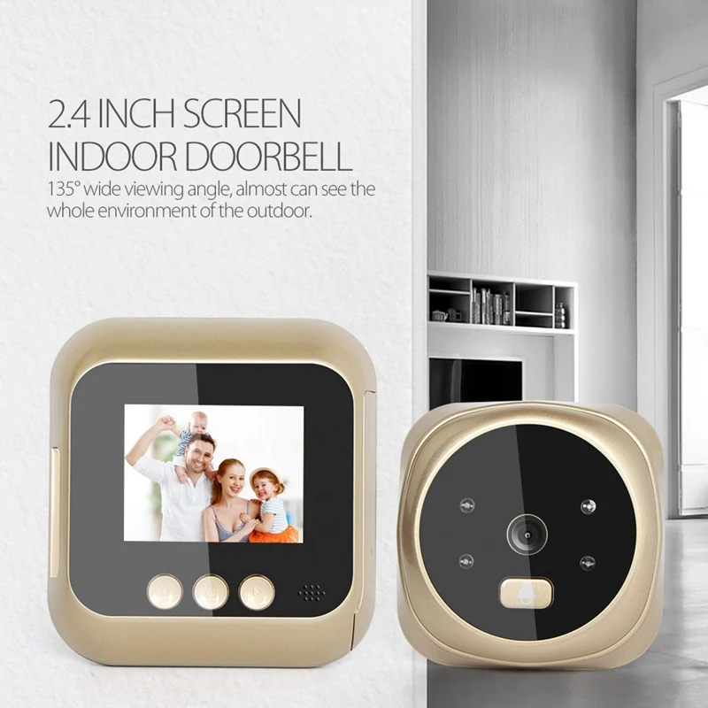 2.4-Inch High-Definition Sn Display Home Smart Video Doorbell Automatic Photo Recording Night Vision