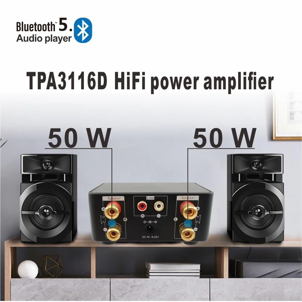Плата усилителя звука 50WX2 Hi Fi Bluetooth 5 0 для домашнего кинотеатра|Усилители