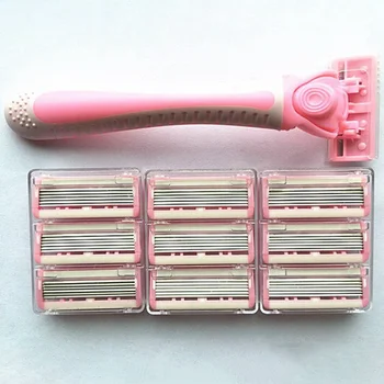 

Stainless Steel 6-layer Razor Ladies Manual Hair Removal Shaving Blades Legs Body Bikini Shaving Machine (1 Handle+10 Blades)