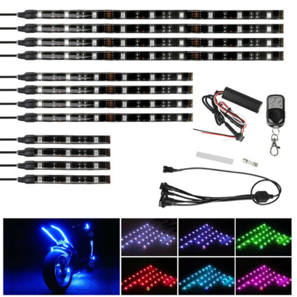 12 шт. мотоцикл RGB светодиодный неон под светящиеся огни полосы 120 светодиодный Универсальный