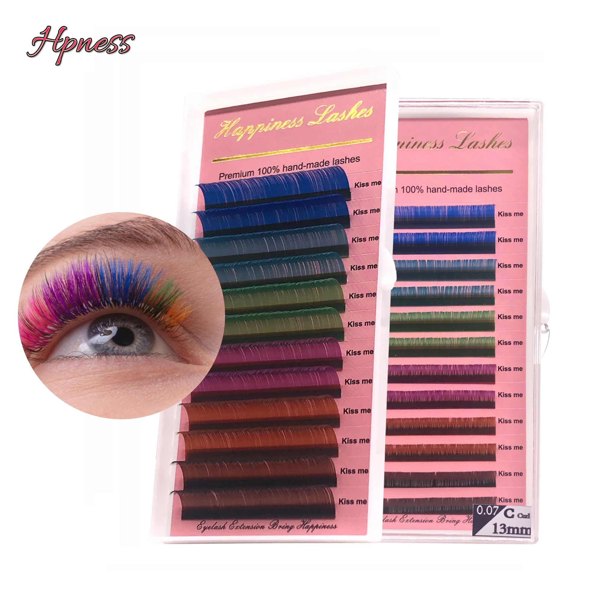

12Rows/Tray Colors False Eyelash Extensions 0.07 C D Curl Natural 9/10/11/12/13/14 mm Colours Long Rainbow Lashes Extension