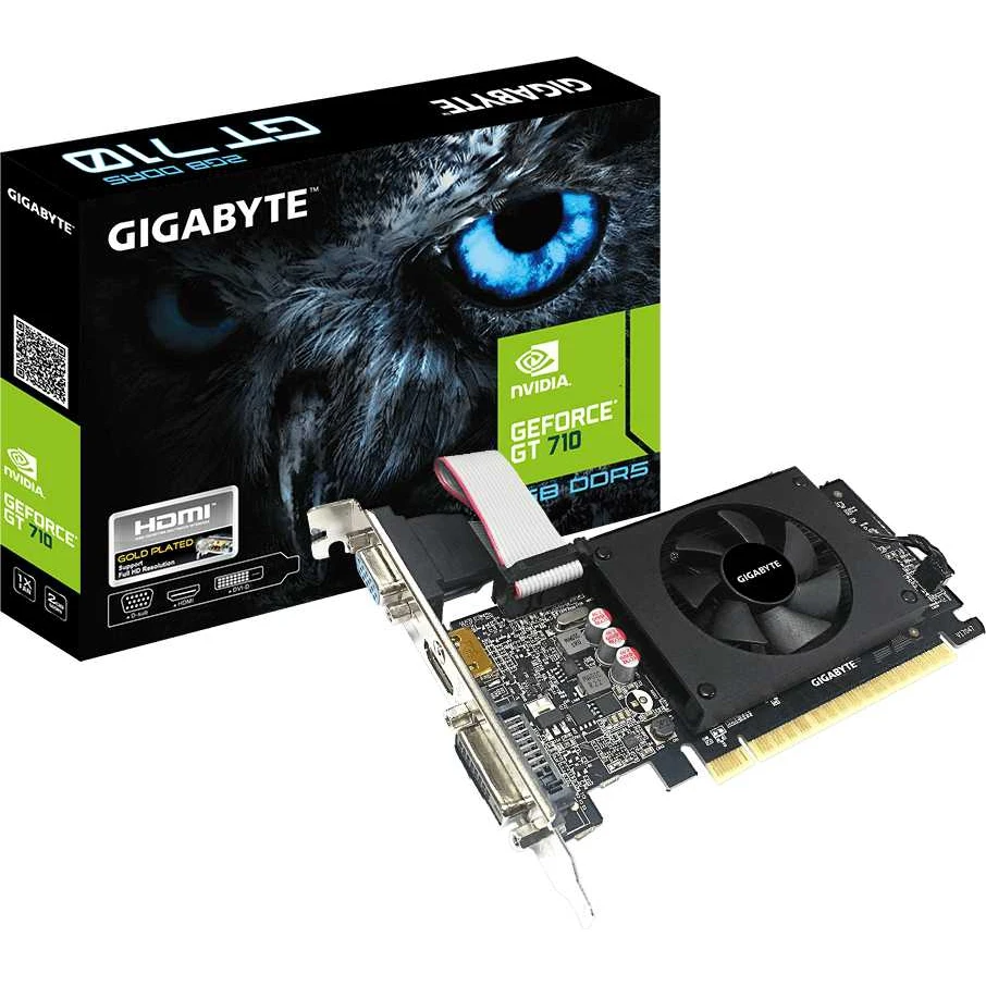 Видеокарта Gigabyte PCI-E GV-N710D5-2GIL NV GT710 2048Mb 64b GDDR5 954/5010 DVIx1/HDMIx1/CRTx1/HDCP