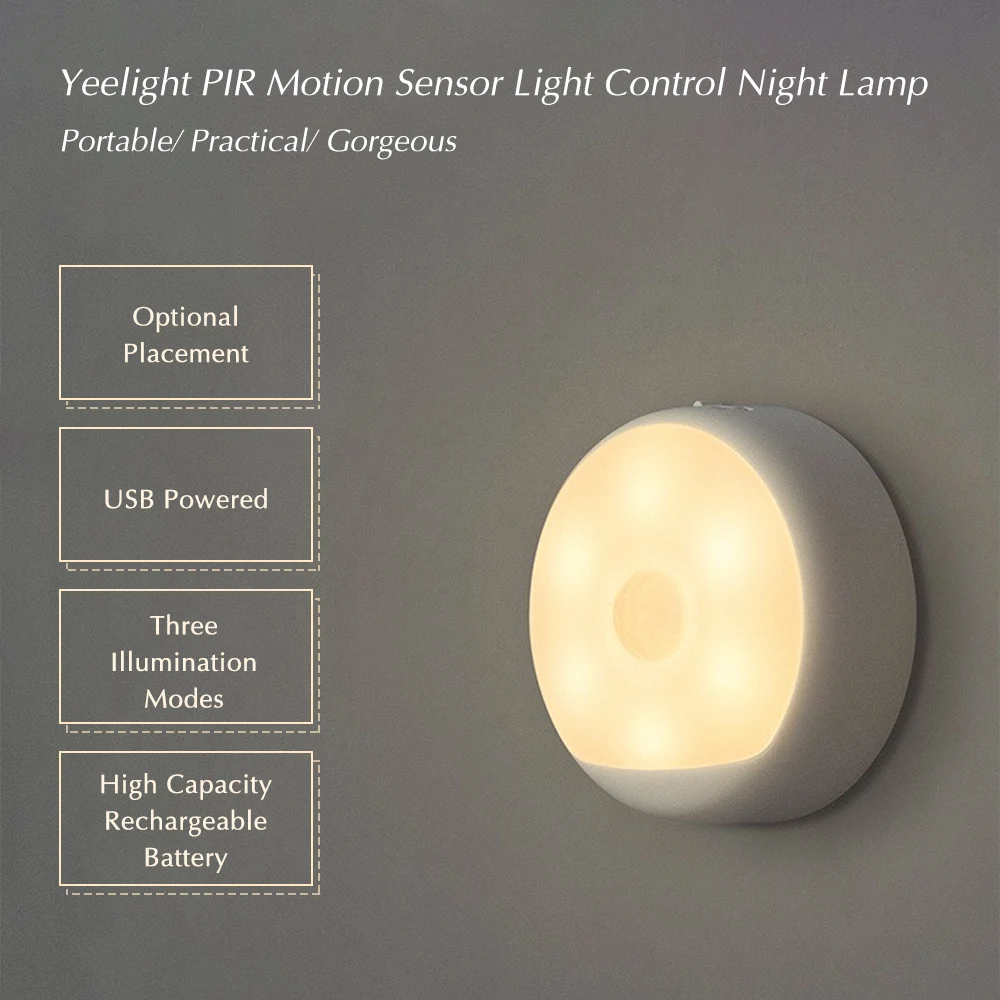 Yee светильник 6LED PIR датчик движения ночная лампа с питанием от USB управляемый индукционный светильник для человеческого тела чувствительный лунный wc светильник для Xiaomi