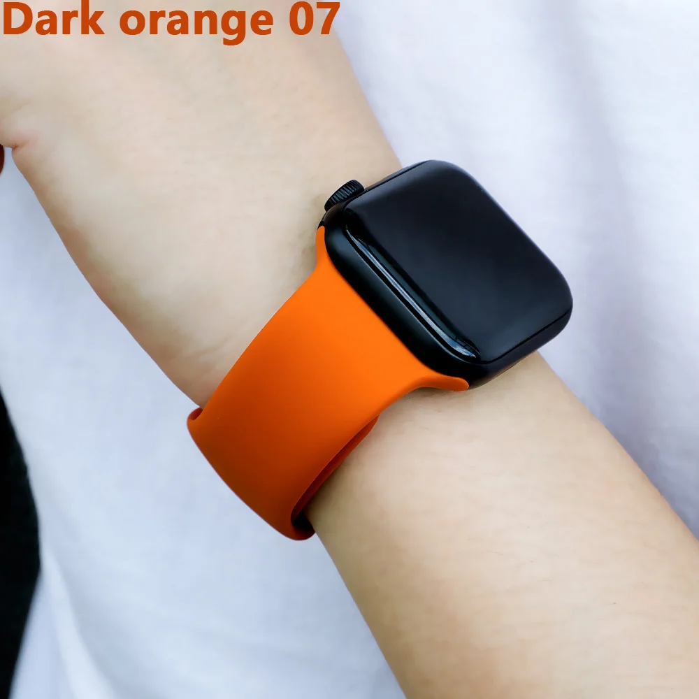Dark orange 07 Ремешок для apple watch Correa iwatch 42 мм 38 мм 40 мм Браслет Силиконовый ремешок для часов аксессуары 4 3 2 1 apple watch 5 ремешок 44 мм - Цвет ремешка: Dark orange 07