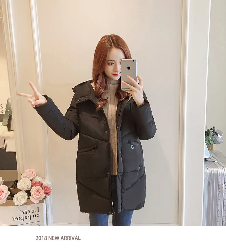 [New Products Sales] New Style down Jacket Cotton-padded Clothes Women's Mid-length Loose-Fit Online Celebrity Hooded a Gen