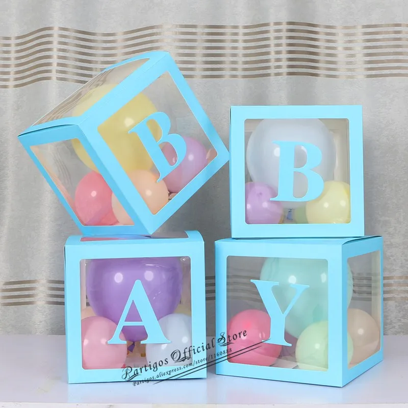 1 набор 4 шт коробка для воздушных шаров DIY прозрачная коробка воздушные шары Декор для малышей любовь Блоки принадлежности для детского душа Свадебные вечерние украшения 1 день рождения