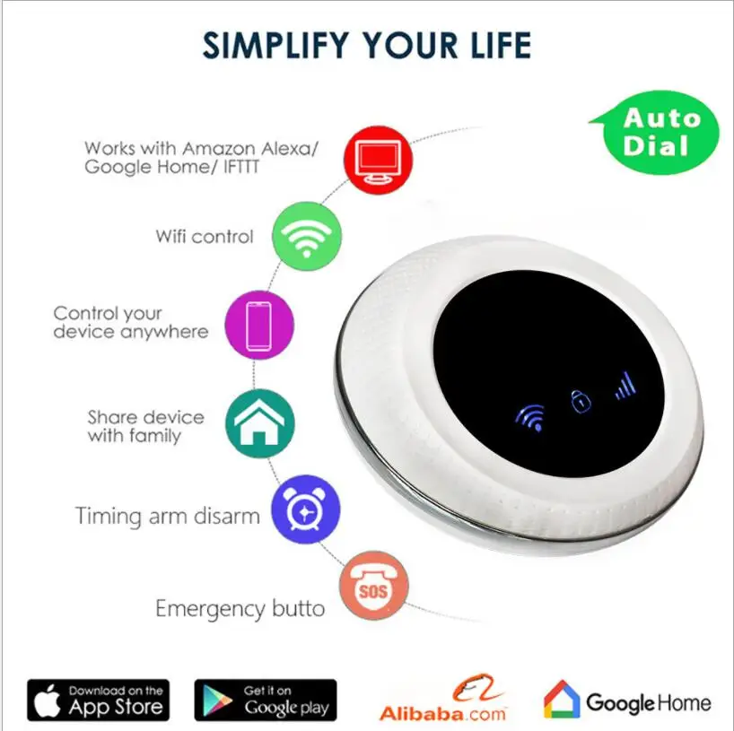 Wofea беспроводной SIM GSM домашняя охранная wifi GSM сигнализация система Датчик комплект tuya приложение Встроенная сирена