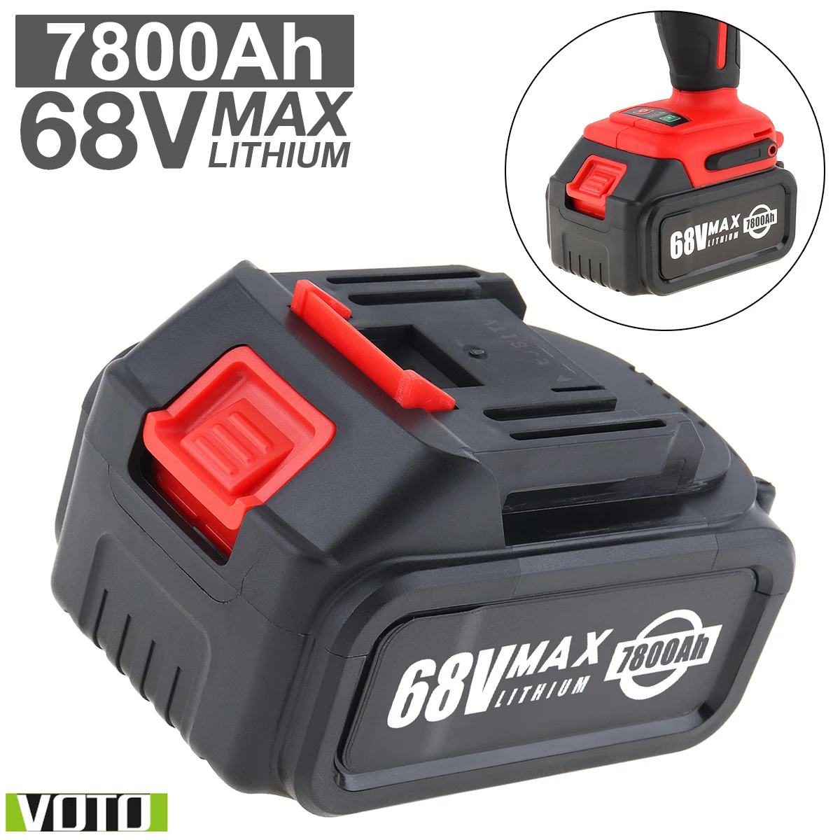 

VOTO Universal 68V Max 7800mAh Li-ion Rechargeable Battery with Flat Push Type and 2 Slots for Impact Electric Wrench