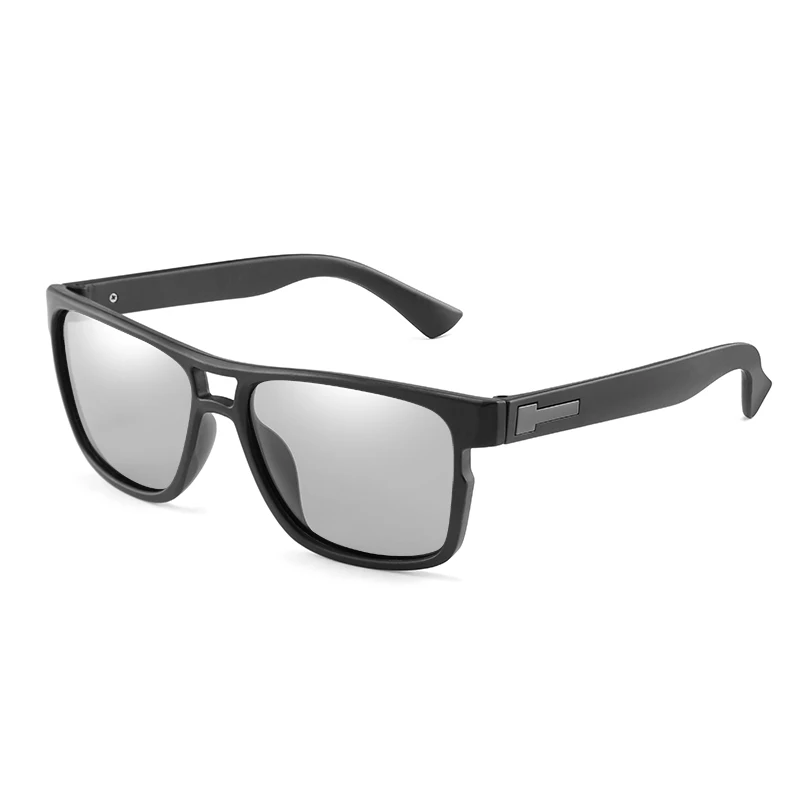 Longkeperer поляризованные солнцезащитные очки мужские Квадратные Зеркальные Солнцезащитные очки для вождения брендовые дизайнерские ретро солнцезащитные очки для водителя UV400 очки - Цвет линз: Black Discoloration