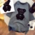Женские футболки Harajuku Girls Plus Size Tops Letter Jacquard O-образным вырезом С короткими рукавами Свободные летние футболки Bear White Tees M-5XL
