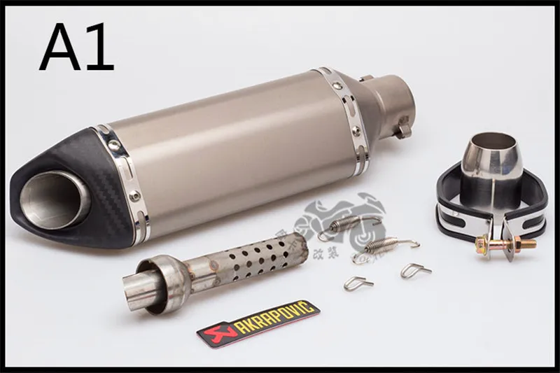 51 мм мотоцикл Akrapovic Модифицированная выхлопная труба имитация углеродного волокна косой маленький шестигранный прямой глушитель - Цвет: A1