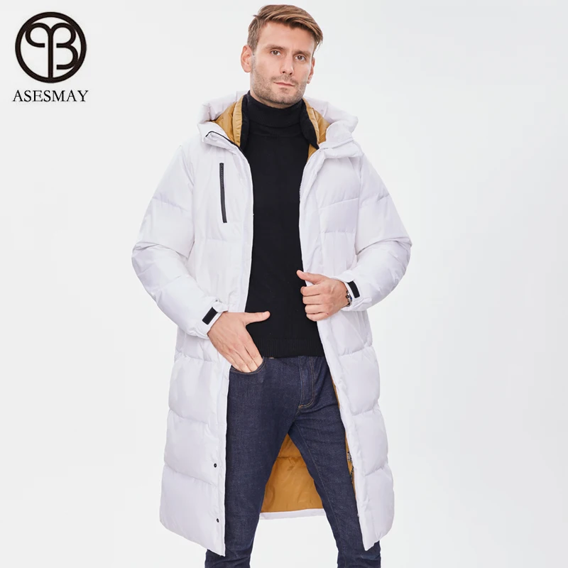 Asesmay, белая куртка-пуховик, мужские парки, длинное пальто с капюшоном, гусиное перо, wellensteyn, минус градусов, толстые, теплые, пуховики