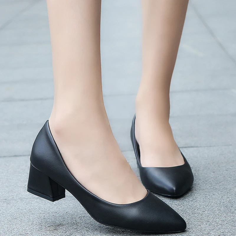 formal women leather shoes pointed work office ladies dress footwear high heels female pumps 4 6cm height increasing shoes woman (2)