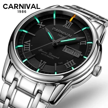 

Carnival Tritium Luminous Double Calendar Military Automatic Mechanical Watch Men Luxury Brand Waterproof Watches Mens Clock