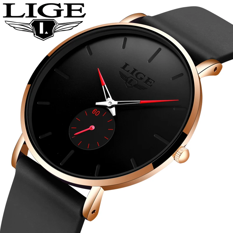 

LIGE Silicone Strap Watches Fashion Top Brand luxury Business Quartz Watch Men Casual Waterproof Date Clock Relogio Masculino