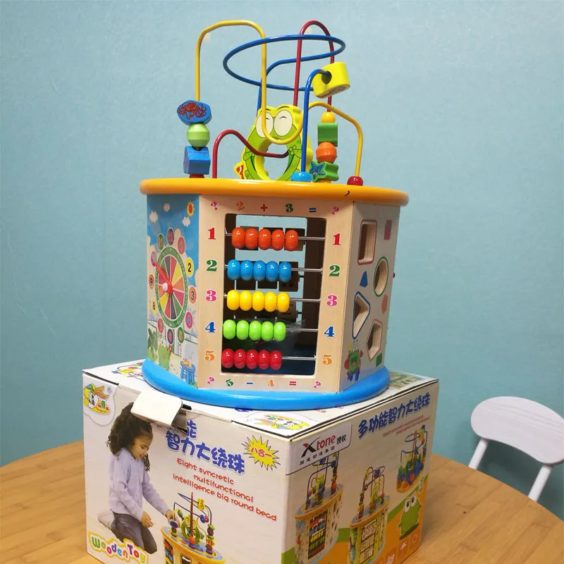 ZHENGYU Forme Géométrique en Bois Perles à Laçage Enfants Blocs Montessori Enfiler Cadeau De Jouets éducatifs pour Enfants 