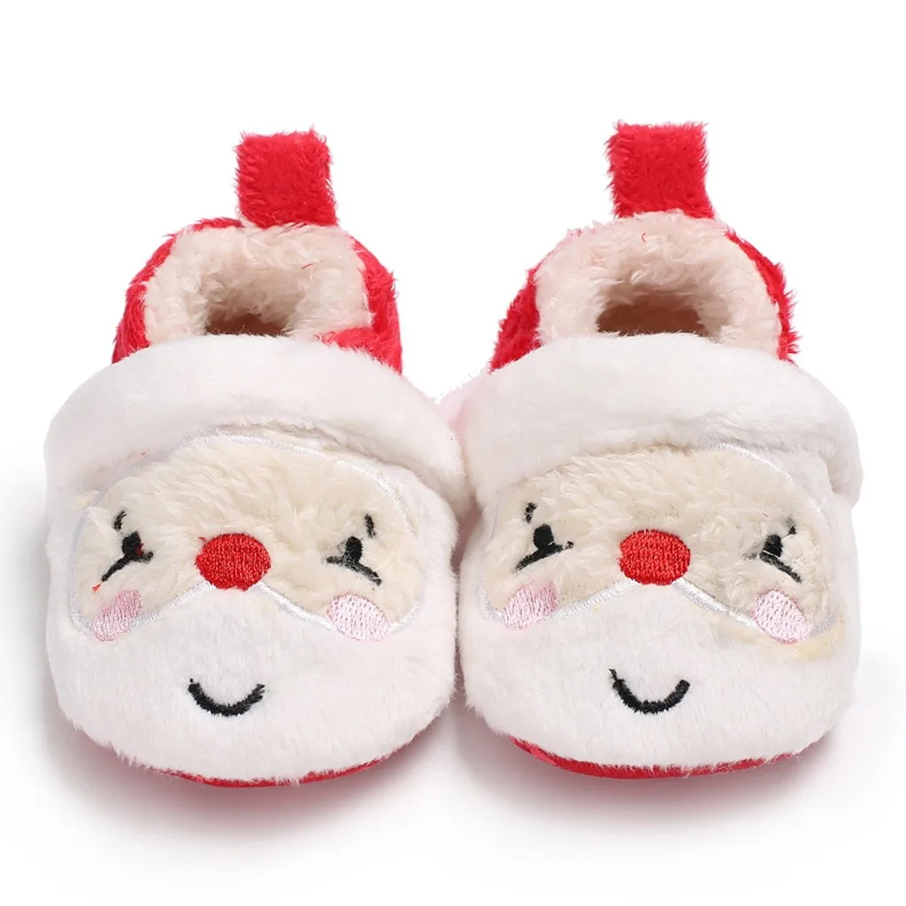 Christmas Newborn Baby Boys Girls Winter Warm Cotton Snow Boots Xmas Kids Gifts Soft Sole Shoes Mocassins Infantil Booties A2 - Цвет: RED