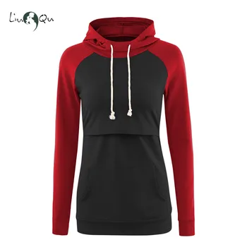 

Maternity Clothes Nursing Hoodie Long Sleeves Sweatshirt Breastfeeding Clothes Pregnancy Hoodies Layered Top Pocket Casual Tops