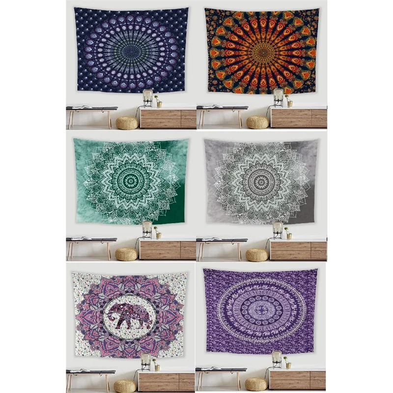 

20pcs Wholesale China Indian Wall Tapestry Boho Aesthetic Hanging Background Cloth Sitting Tablecloth Sofa Cover Room Decor