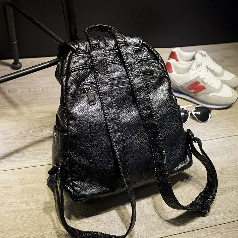 

2019 Spring And Summer New Style Korean-style Fashion Washed Leather Soft Leather Sheepskin Backpack Women's Genuine Leather Cas
