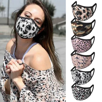

Adult Women Leopard Washable Mask Breathable Mouth Face Mask Washable Reusable Dustproof Mouth Caps Mascarilla Reutilizable
