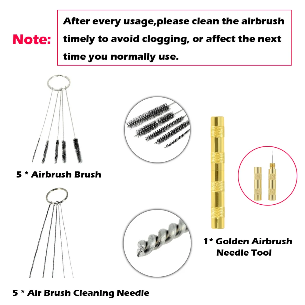 battery operated nail gun Airbrush Dual Action Gravity Feed 0.3mm Nozzle Spray Gun Red/Gold Cake Decorating Brushes For Nail Manicure With Wrench Straw battery spray gun