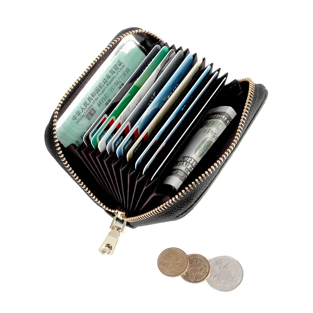 Cute Cartoon Female Bank Credit Card Wallet Women Soft Card Holder Real Leather Coin Pocket Short Purse Cards Cover Case Zipper