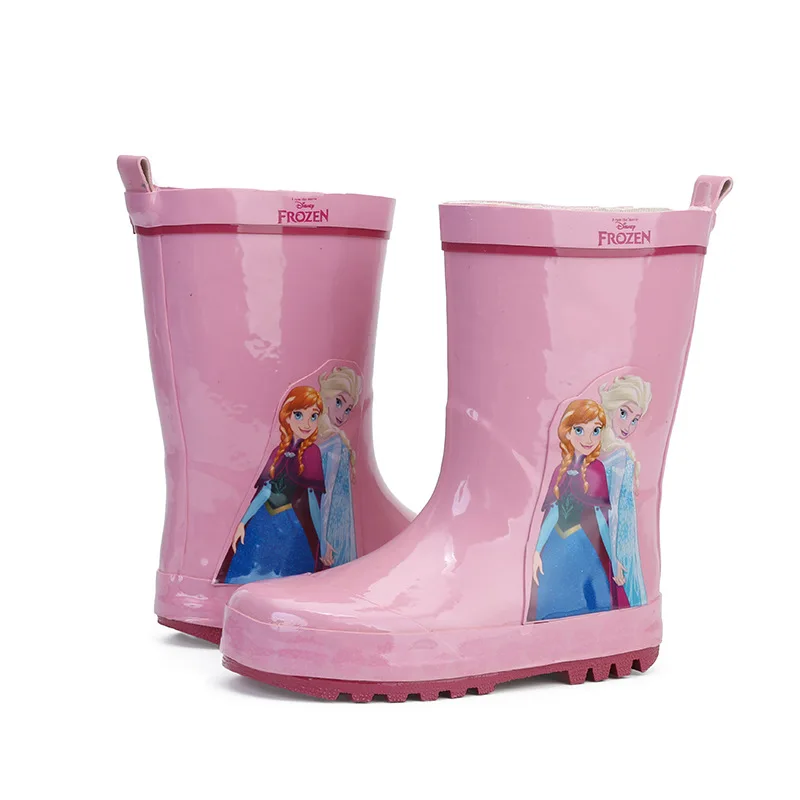 Disney/непромокаемые сапоги принцессы для девочек; цвет синий, розовый; Резиновые Нескользящие резиновые сапоги; Студенческая обувь; водонепроницаемая обувь; зимние сапоги - Цвет: Розовый