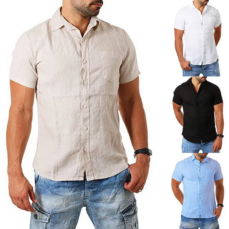 OEAK мужские рубашки свободного кроя в Кубинском стиле Guayabera льняные рубашки повседневные пляжные рубашки на пуговицах M-3XL свободные однотонные рубашки с длинным рукавом